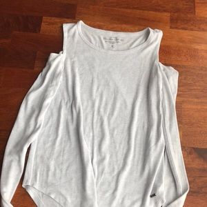 White and gray off the shoulder top